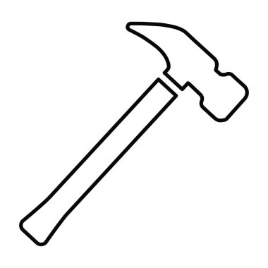 İkonun kendisi çekiç. Çivi çakmak için bir inşaat aleti. Beyaz arkaplanda izole edilmiş tasarım ve ağ için vektör illüstrasyonu.