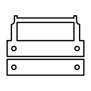 Posta kutusu simgesi. Aletleri ve küçük eşyaları saklamak için tahta kutu. Tasarım ve web için beyaz bir arkaplanda izole edilmiş vektör resmi.