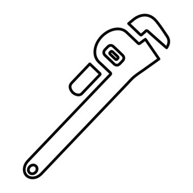 Maymun anahtarı ikonu. Anahtar, ceviz, cıvata ve diğer parçaları döndürmek için kullanılan bir araçtır. Tasarım ve web için beyaz bir arkaplanda izole edilmiş vektör illüstrasyonu.