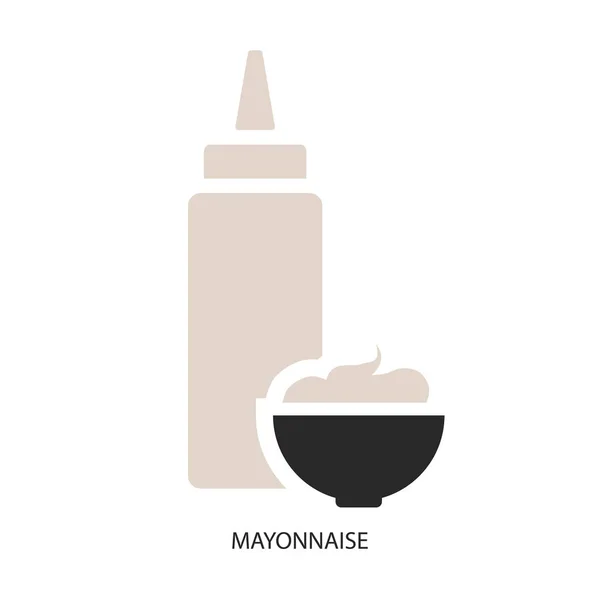 Mayonesa Deliciosa Salsa Blanca Hecha Huevos Aceite Vegetal Una Botella — Vector de stock