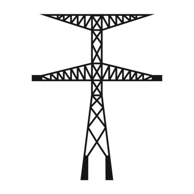 Elektrik kulesi. Güç hattı desteği kabloları tutmak için bir yapıdır. Bir üstten güç iletim hattı desteği. Tasarım ve web için beyaz bir arkaplanda izole edilmiş vektör illüstrasyonu.