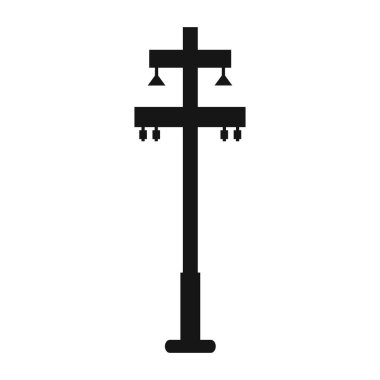 Elektrik kulesi. Güç hattı desteği kabloları tutmak için bir yapıdır. Bir üstten güç iletim hattı desteği. Tasarım ve web için beyaz bir arkaplanda izole edilmiş vektör illüstrasyonu.