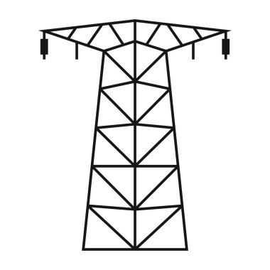 Elektrik kulesi. Güç hattı desteği kabloları tutmak için bir yapıdır. Bir üstten güç iletim hattı desteği. Tasarım ve web için beyaz bir arkaplanda izole edilmiş vektör illüstrasyonu.