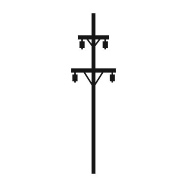 Elektrik kulesi. Güç hattı desteği kabloları tutmak için bir yapıdır. Bir üstten güç iletim hattı desteği. Tasarım ve web için beyaz bir arkaplanda izole edilmiş vektör illüstrasyonu.