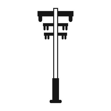 Elektrik kulesi. Güç hattı desteği kabloları tutmak için bir yapıdır. Bir üstten güç iletim hattı desteği. Tasarım ve web için beyaz bir arkaplanda izole edilmiş vektör illüstrasyonu.