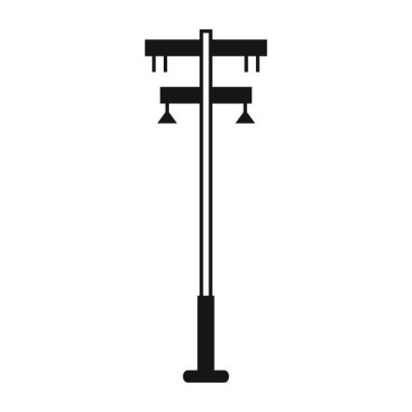 Elektrik kulesi. Güç hattı desteği kabloları tutmak için bir yapıdır. Bir üstten güç iletim hattı desteği. Tasarım ve web için beyaz bir arkaplanda izole edilmiş vektör illüstrasyonu.