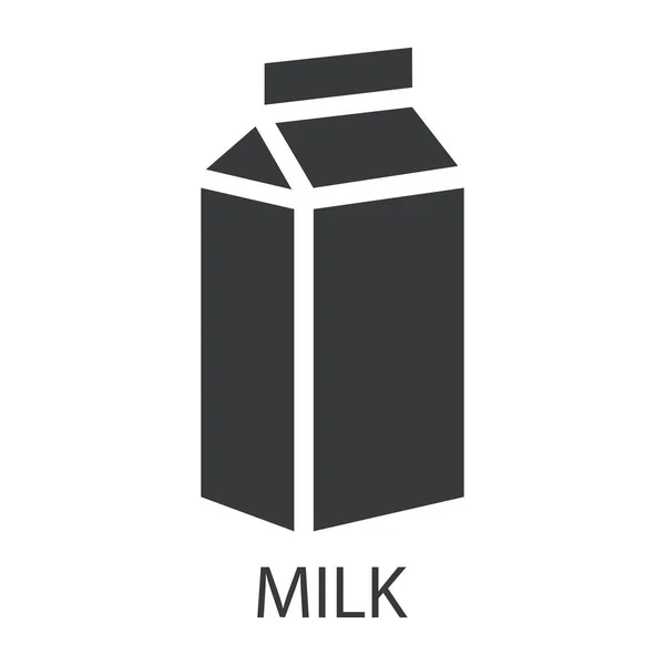 Milk Icon Silhouette Cardboard Box Milk Signature Delicious Healthy Food — Stock Vector