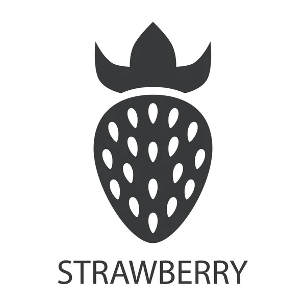 草莓的图标 带有签名的草莓剪影 一个美味和健康的浆果 引起过敏 在白色背景上孤立的向量图 — 图库矢量图片