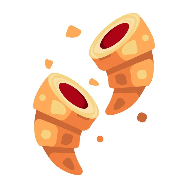 Croissant Cortado Por Mitad Con Relleno Bayas Manjar Tradicional Francés — Vector de stock