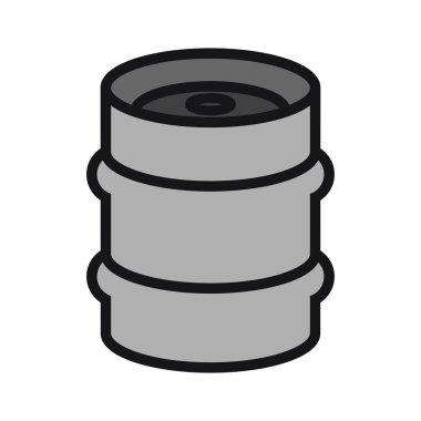 Fıçı. Fıçı bira ya da başka bir içecekle metal fıçı. Ulaşım için en güvenli bira kutuları. Tasarım ve web için beyaz bir arkaplanda izole edilmiş vektör illüstrasyonu.