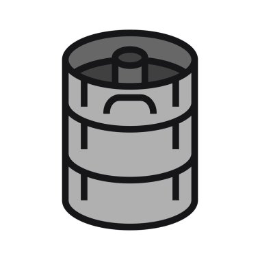 Fıçı. Fıçı bira ya da başka bir içecekle metal fıçı. Ulaşım için en güvenli bira kutuları. Tasarım ve web için beyaz bir arkaplanda izole edilmiş vektör illüstrasyonu.