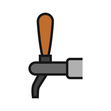 Fıçı bira için musluk. Barlar ve barlar için ekipman. Bira vanası. Tasarım ve web için beyaz bir arkaplanda izole edilmiş vektör illüstrasyonu.