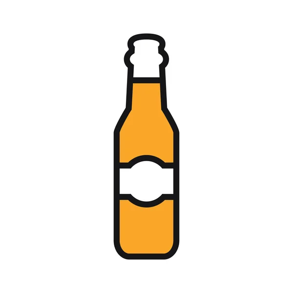 アイコンはビールの入ったグラスボトルです オクトーバーフェストのお祝い ビールは小麦と麦芽で作られたホップの利いたアルコール飲料である デザインとウェブのための白い背景に隔離されたベクトルイラスト — ストックベクタ