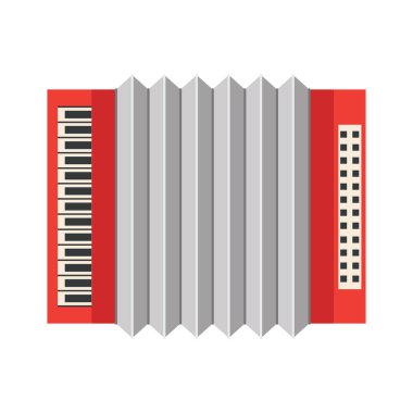 Akordeon bir sazlık klavye pnömatik müzik enstrümanıdır. Harmonikler, akordeon ve çeşitli akordiyonlarla ilgisi olmayan manüel harmoniklerdir. Tasarım ve web için beyaz bir arkaplanda izole edilmiş vektör illüstrasyonu.