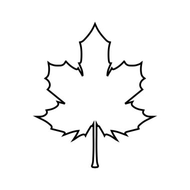 Akçaağaç yaprağı ikonu. Akçaağaç ağacının taç şeklindeki yaprağının görüntüsü. Sonbaharın sembolü, Aşıkların Asyalı sembolü ve beş duyu. Kanada 'nın resmi amblemi. Tasarım ve web için beyaz bir arkaplanda izole edilmiş vektör illüstrasyonu.
