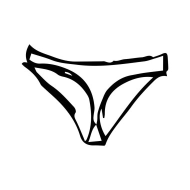 Kadın bikini şortu. Elle çizilmiş bir iç çamaşırı parçası. Tasarım ve web için beyaz bir arkaplanda izole edilmiş vektör illüstrasyonu.