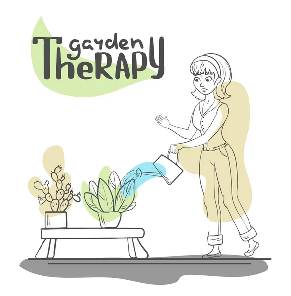 Aksan rengi olan vektör çizgisi sanatı. Ev bahçesinin temasına harf kompozisyonu. Logo, arkaplan, sıçrama, duvar kağıdı, web sitesi.