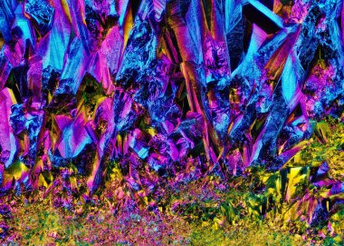 Amazing surface of Quartz Rainbow Titanium Aura Crystal cluster macro clipart