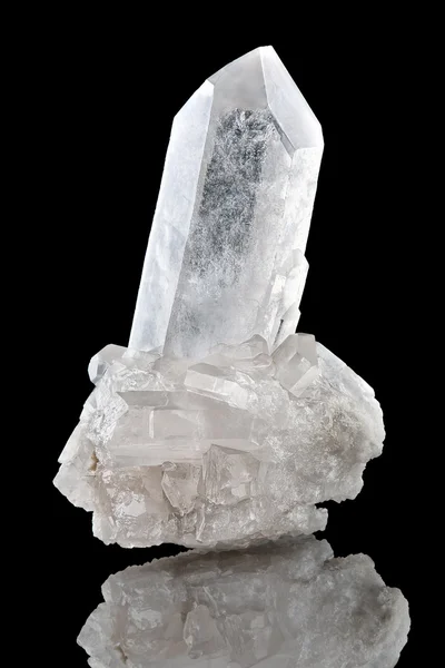 Pure Quartz Crystal on black background — Stock Photo, Image