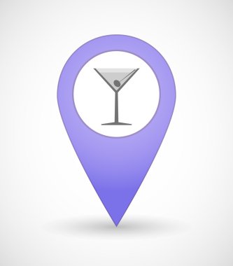 Bir kokteyl cam ile harita işareti simgesi