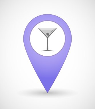 Bir kokteyl cam ile harita işareti simgesi