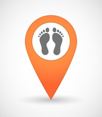 İki ayak izleri ile harita işareti simgesi