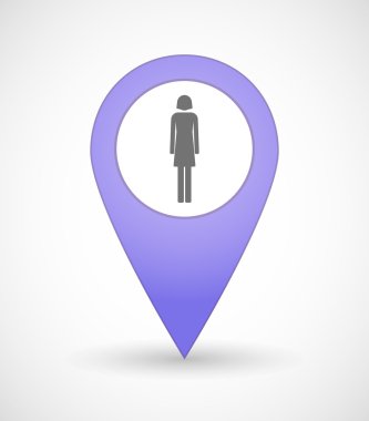 Kadın bir sembol ile harita işareti simgesi