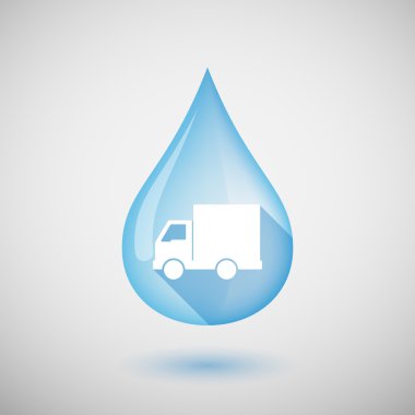 Uzun bir kamyon ile gölge su damla simgesi