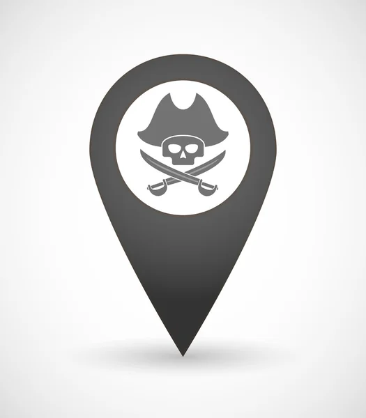 Mappa icona del segno con un teschio di pirata — Vettoriale Stock