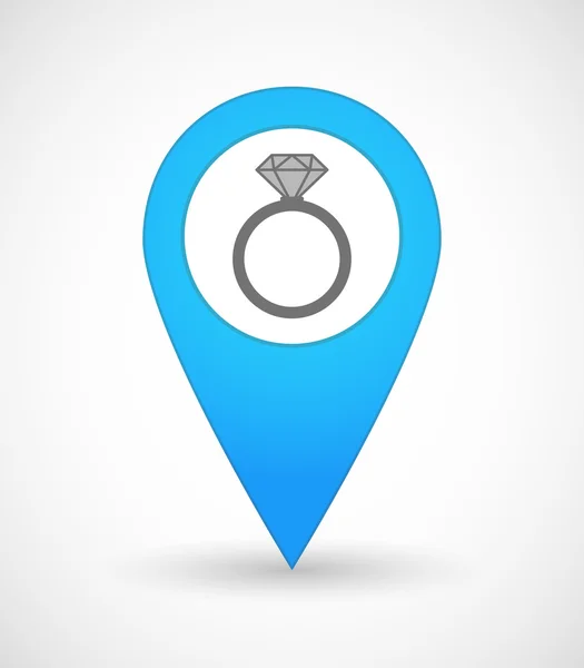 Bir nişan yüzüğü ile harita işareti simgesi — Stok Vektör