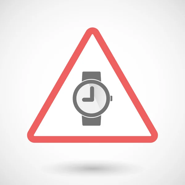 Icono de señal de advertencia con un reloj de pulsera — Vector de stock