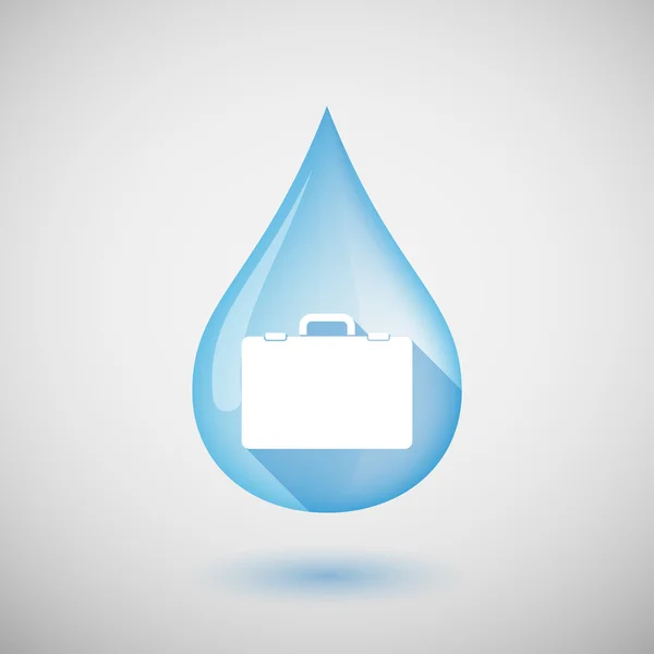 Long shadow water drop icon with  a breiefcase — Stock Vector