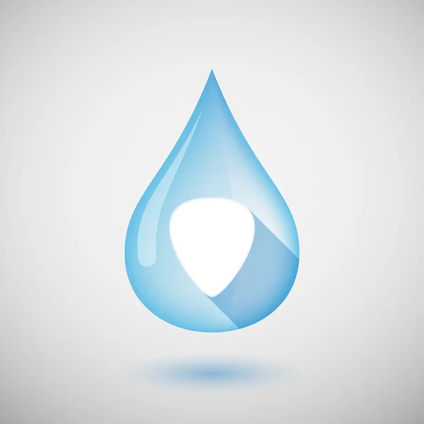 Lunga ombra icona goccia d'acqua con un plettro — Vettoriale Stock