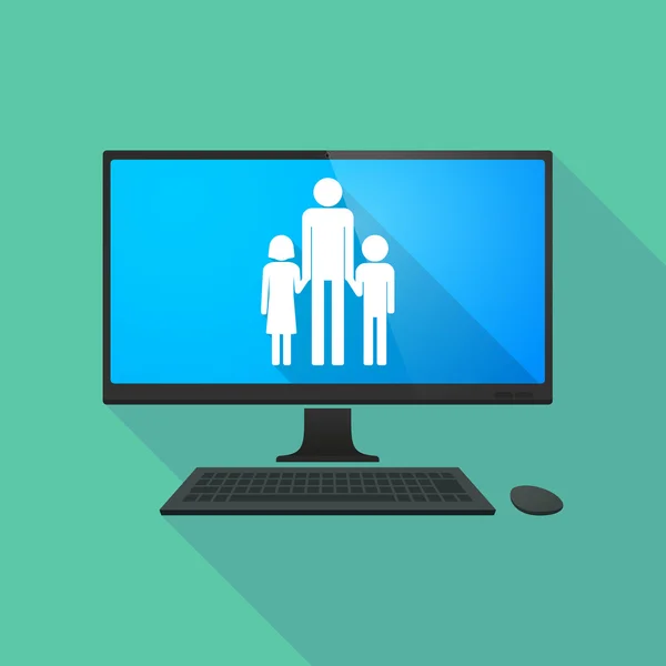 남성 한 부모 가족 그림으로 개인용 컴퓨터 — 스톡 벡터