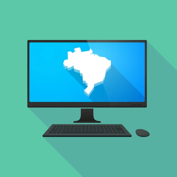 Personal computer met een kaart van Brazilië — Stockvector