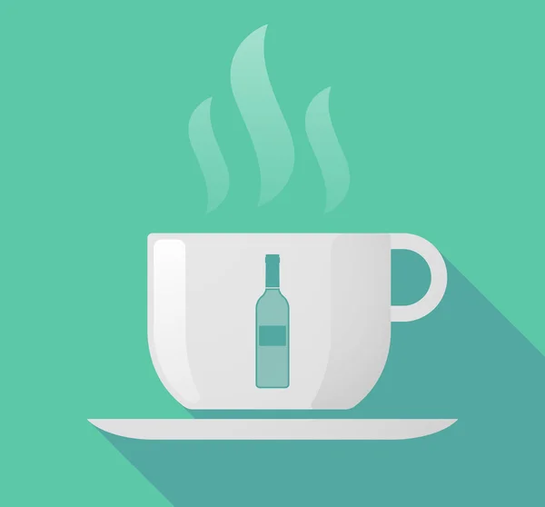 Longue tasse d'ombre de café avec une bouteille de vin — Image vectorielle
