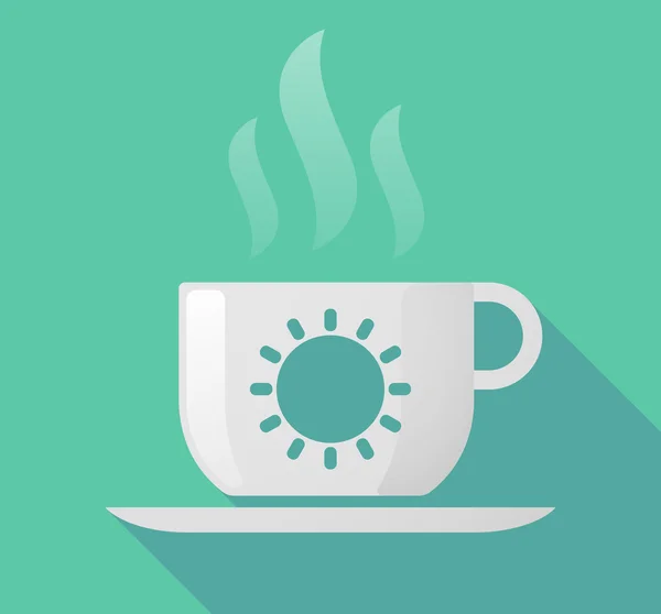 Taza de café de sombra larga con sol — Vector de stock