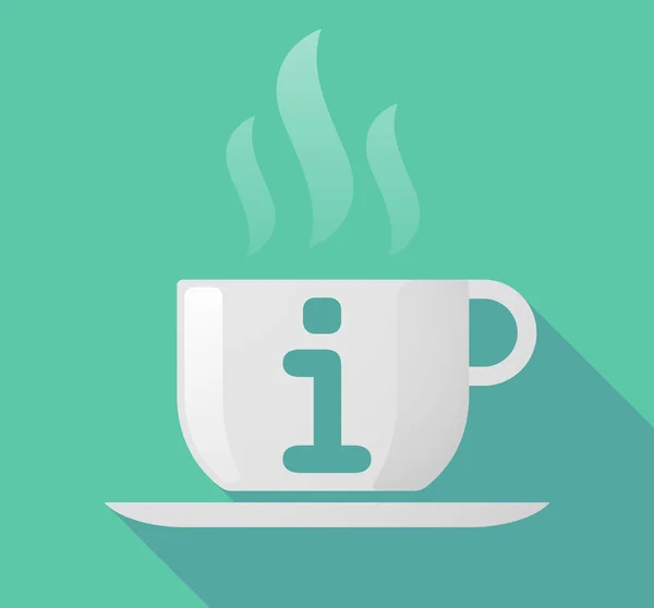 Taza de café de sombra larga con un signo de información — Vector de stock