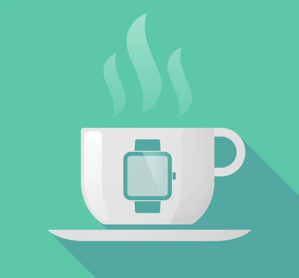 Длинная чашка кофе с умными часами — стоковый вектор