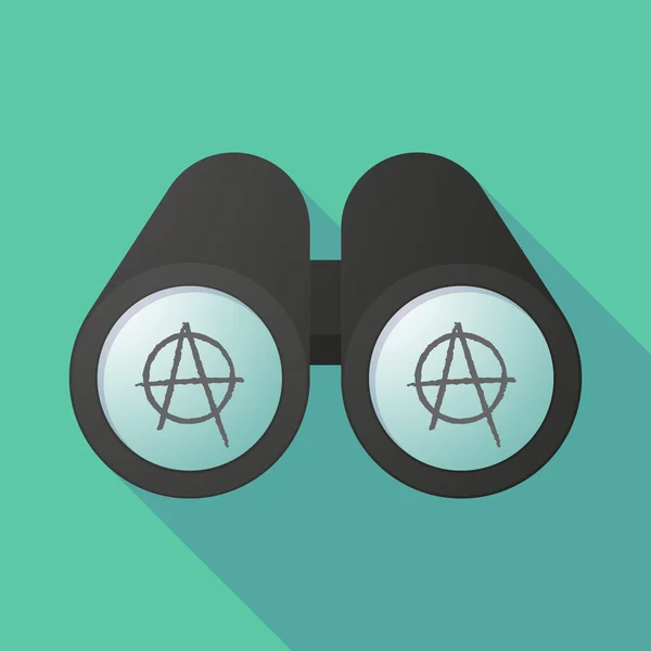 Ilustración de binoculares viendo un signo de anarquía — Vector de stock