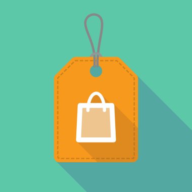 Uzun bir alışveriş çantası ile gölge etiket simgesi