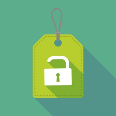 Uzun gölge etiketi simgesi ile bir açık kilit yastık