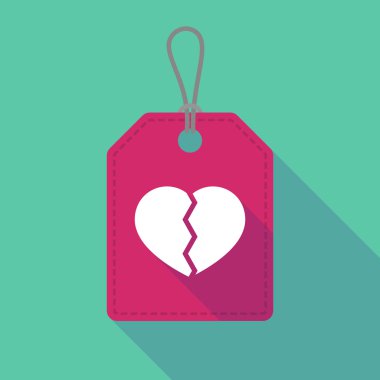 Kırık bir kalp ile uzun gölge etiket simgesi