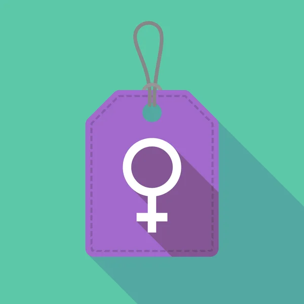 Långa skugga etikett ikon med en kvinnlig skylt — Stock vektor
