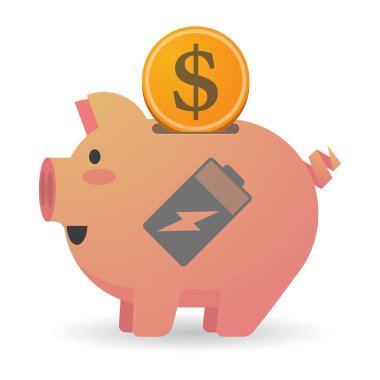 Bir pil ile izole piggy banka