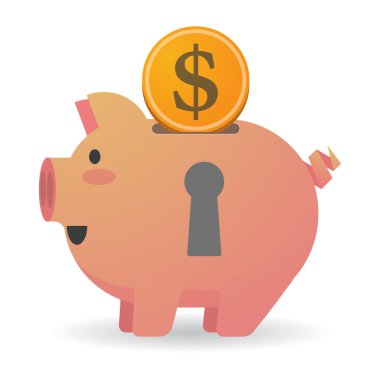 Bir anahtar deliği ile izole piggy banka