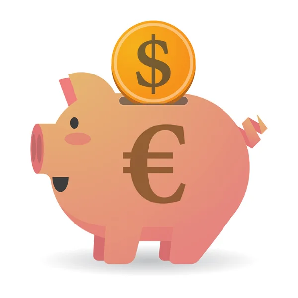 Isolated piggy bank with an euro sign — Stock Vector