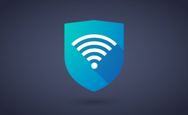 Uzun gölge kalkan simgesi bir radyo sinyali işareti ile