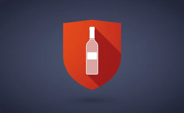 Долгая тень щит значок с бутылкой вина — стоковый вектор