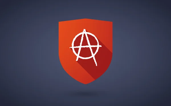 Icono de escudo de sombra largo con un signo de anarquía — Vector de stock